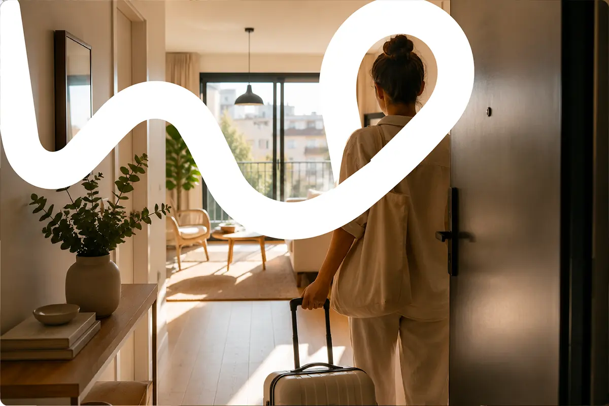 New arrival entering an apartment during onboarding